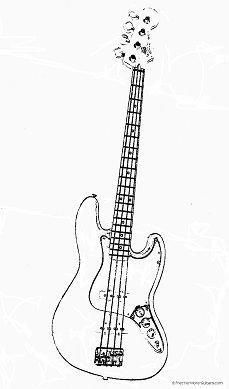 die Zeichnung eines E-Bass-Instrumentes